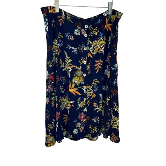 TALBOTS Skirt 3X NWT Navy Floral Print Button Front Cottagecore Chic Classic - Picture 1 of 5